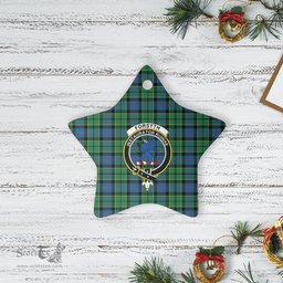 Scotstee Shop - Scotstee Shop Ornament The Forsyth Ancient Clan Tartan Crest Star Ceramic Ornament Christmas Gift