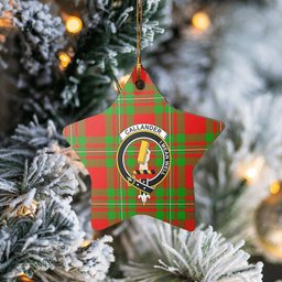 Scotstee Shop - Scotstee Shop Ornament The Callander Modern Clan Tartan Crest Star Ceramic Ornament Christmas Gift