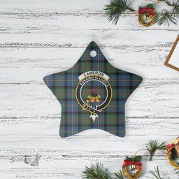 Scotstee Shop - Scotstee Shop Ornament The Cameron of Erracht Ancient Clan Tartan Crest Star Ceramic Ornament Christmas Gift