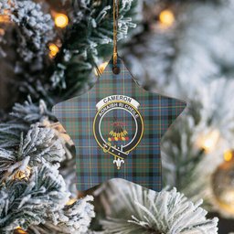 Scotstee Shop - Scotstee Shop Ornament The Cameron of Erracht Ancient Clan Tartan Crest Star Ceramic Ornament Christmas Gift