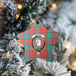 Scotstee Shop - Scotstee Shop Ornament The Dunbar Ancient Clan Tartan Crest Star Ceramic Ornament Christmas Gift