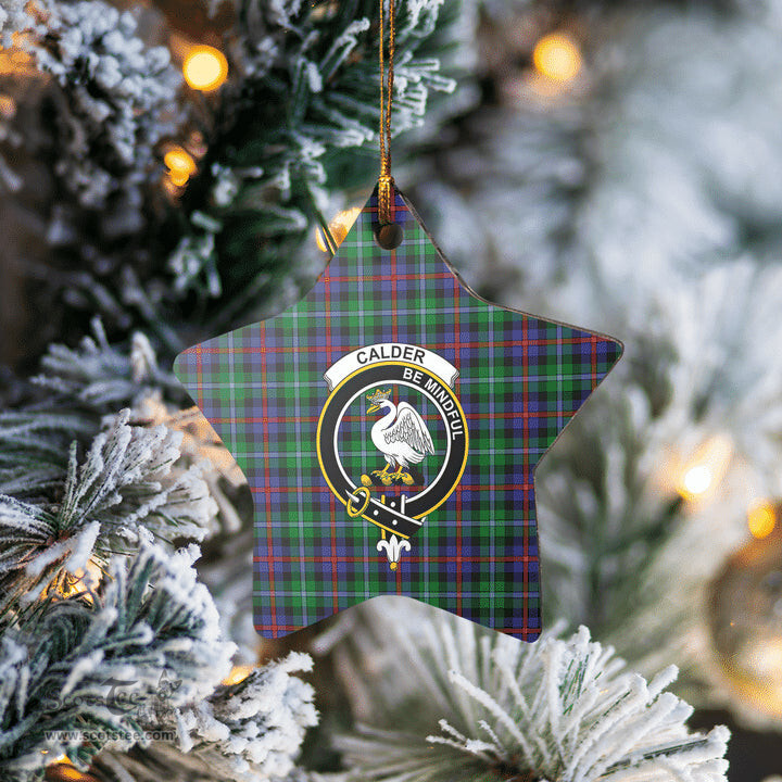 Scotstee Shop - Scotstee Shop Ornament The Calder Clan Tartan Crest Star Ceramic Ornament Christmas Gift