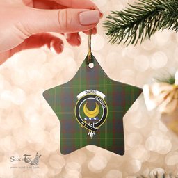 Scotstee Shop - Scotstee Shop Ornament The Durie Clan Tartan Crest Star Ceramic Ornament Christmas Gift