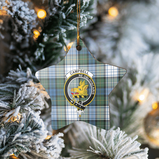 Scotstee Shop - Scotstee Shop Ornament The Campbell Dress Ancient Clan Tartan Crest Star Ceramic Ornament Christmas Gift