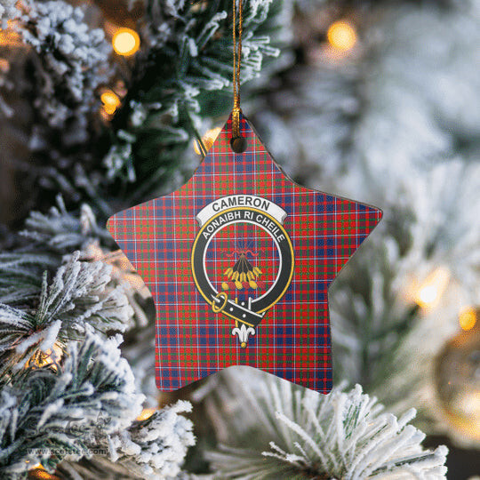 Scotstee Shop - Scotstee Shop Ornament The Cameron of Lochiel Clan Tartan Crest Star Ceramic Ornament Christmas Gift