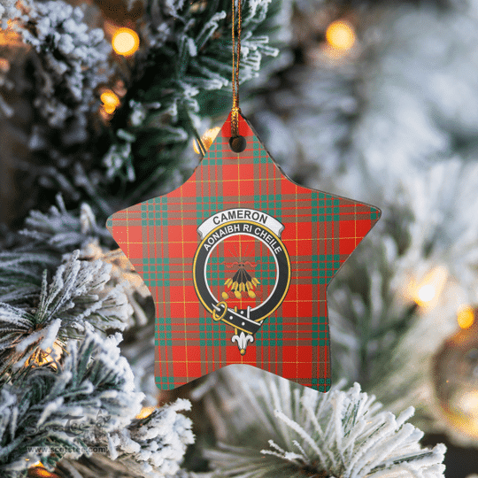 Scotstee Shop - Scotstee Shop Ornament The Cameron Ancient Clan Tartan Crest Star Ceramic Ornament Christmas Gift