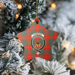 Scotstee Shop - Scotstee Shop Ornament The Cameron Ancient Clan Tartan Crest Star Ceramic Ornament Christmas Gift