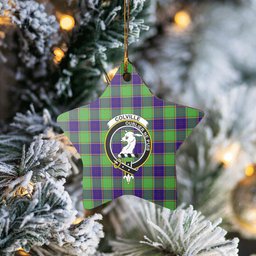 Scotstee Shop - Scotstee Shop Ornament The Colville Clan Tartan Crest Star Ceramic Ornament Christmas Gift