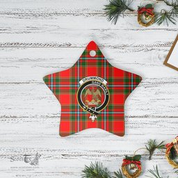 Scotstee Shop - Scotstee Shop Ornament The Drummond of Perth Clan Tartan Crest Star Ceramic Ornament Christmas Gift