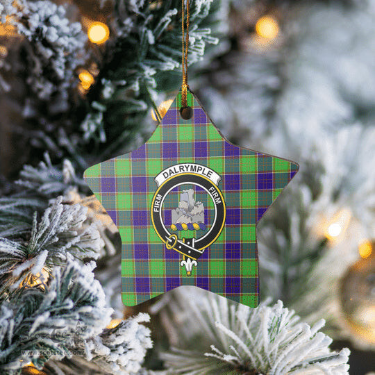 Scotstee Shop - Scotstee Shop Ornament The Dalrymple Clan Tartan Crest Star Ceramic Ornament Christmas Gift