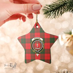 Scotstee Shop - Scotstee Shop Ornament The Erskine Modern Clan Tartan Crest Star Ceramic Ornament Christmas Gift