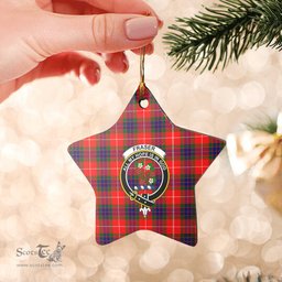 Scotstee Shop - Scotstee Shop Ornament The Fraser Modern Clan Tartan Crest Star Ceramic Ornament Christmas Gift