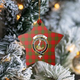 Scotstee Shop - Scotstee Shop Ornament The Dewar Clan Tartan Crest Star Ceramic Ornament Christmas Gift