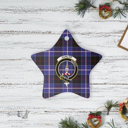 Scotstee Shop - Scotstee Shop Ornament The Dunlop Modern Clan Tartan Crest Star Ceramic Ornament Christmas Gift