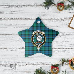 Scotstee Shop - Scotstee Shop Ornament The Campbell of Cawdor Ancient Clan Tartan Crest Star Ceramic Ornament Christmas Gift