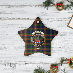 Scotstee Shop - Scotstee Shop Ornament The Clelland Modern Clan Tartan Crest Star Ceramic Ornament Christmas Gift