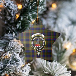 Scotstee Shop - Scotstee Shop Ornament The Clelland Modern Clan Tartan Crest Star Ceramic Ornament Christmas Gift