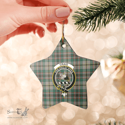 Scotstee Shop - Scotstee Shop Ornament The Craig Ancient Clan Tartan Crest Star Ceramic Ornament Christmas Gift