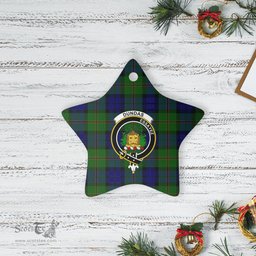 Scotstee Shop - Scotstee Shop Ornament The Dundas Modern Clan Tartan Crest Star Ceramic Ornament Christmas Gift