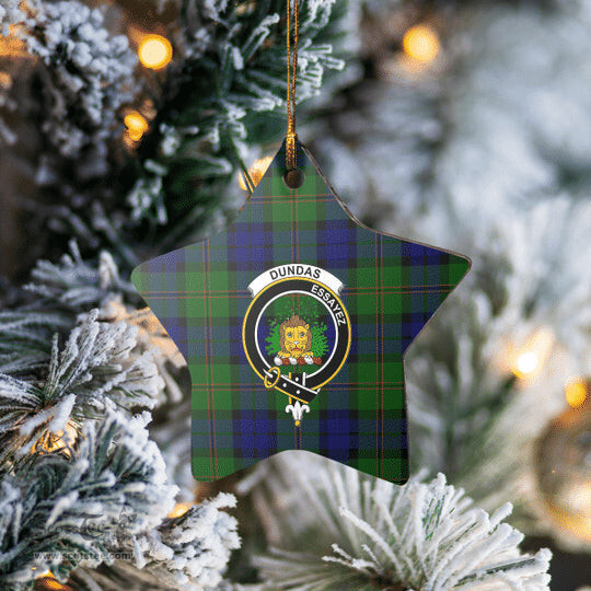 Scotstee Shop - Scotstee Shop Ornament The Dundas Modern Clan Tartan Crest Star Ceramic Ornament Christmas Gift