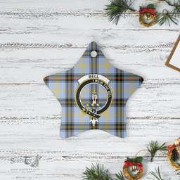 Scotstee Shop - Scotstee Shop Ornament The Bell Clan Tartan Crest Star Ceramic Ornament Christmas Gift