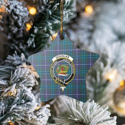 Scotstee Shop - Scotstee Shop Ornament The Douglas Modern Clan Tartan Crest Star Ceramic Ornament Christmas Gift