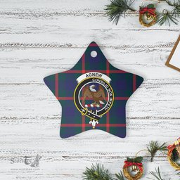 Scotstee Shop - Scotstee Shop Ornament The Agnew Modern Clan Tartan Crest Star Ceramic Ornament Christmas Gift