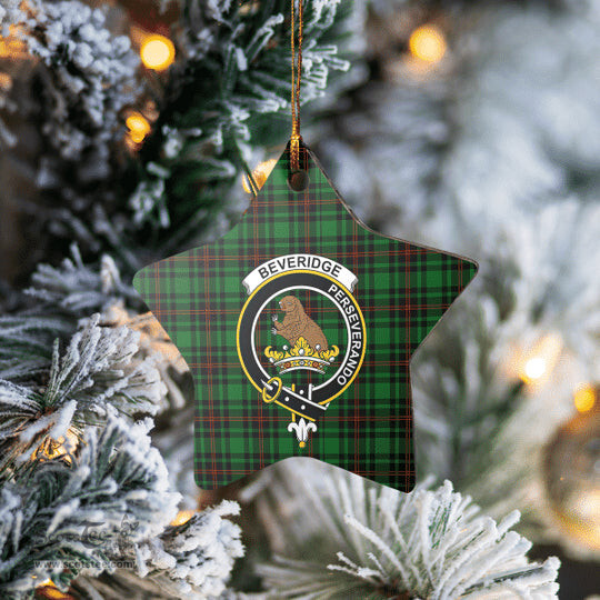 Scotstee Shop - Scotstee Shop Ornament The Beveridge Clan Tartan Crest Star Ceramic Ornament Christmas Gift
