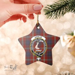Scotstee Shop - Scotstee Shop Ornament The Ainslie Clan Tartan Crest Star Ceramic Ornament Christmas Gift