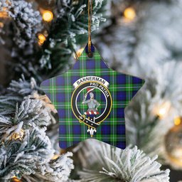 Scotstee Shop - Scotstee Shop Ornament The Bannerman Clan Tartan Crest Star Ceramic Ornament Christmas Gift