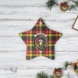 Scotstee Shop - Scotstee Shop Ornament The Buchanan Hunting Clan Tartan Crest Star Ceramic Ornament Christmas Gift