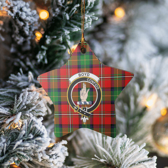 Scotstee Shop - Scotstee Shop Ornament The Boyd Modern Clan Tartan Crest Star Ceramic Ornament Christmas Gift