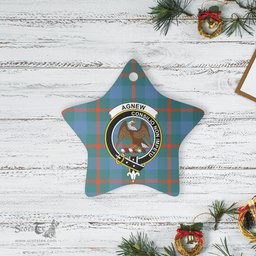 Scotstee Shop - Scotstee Shop Ornament The Agnew Ancient Clan Tartan Crest Star Ceramic Ornament Christmas Gift