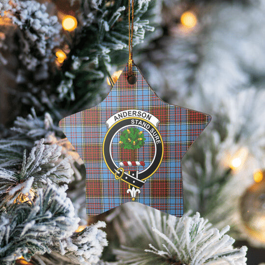 Scotstee Shop - Scotstee Shop Ornament The Anderson Modern Clan Tartan Crest Star Ceramic Ornament Christmas Gift