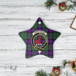 Scotstee Shop - Scotstee Shop Ornament The Armstrong Modern Clan Tartan Crest Star Ceramic Ornament Christmas Gift