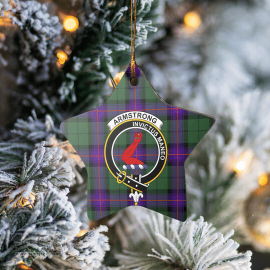 Scotstee Shop - Scotstee Shop Ornament The Armstrong Modern Clan Tartan Crest Star Ceramic Ornament Christmas Gift