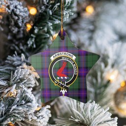 Scotstee Shop - Scotstee Shop Ornament The Armstrong Modern Clan Tartan Crest Star Ceramic Ornament Christmas Gift
