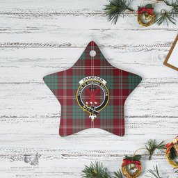 Scotstee Shop - Scotstee Shop Ornament The Crawford Modern Clan Tartan Crest Star Ceramic Ornament Christmas Gift
