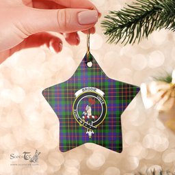 Scotstee Shop - Scotstee Shop Ornament The Brodie Hunting Modern Clan Tartan Crest Star Ceramic Ornament Christmas Gift