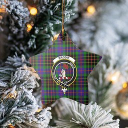 Scotstee Shop - Scotstee Shop Ornament The Brodie Hunting Modern Clan Tartan Crest Star Ceramic Ornament Christmas Gift