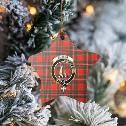 Scotstee Shop - Scotstee Shop Ornament The Butter Clan Tartan Crest Star Ceramic Ornament Christmas Gift