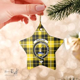 Scotstee Shop - Scotstee Shop Ornament The Barclay Dress Modern Clan Tartan Crest Star Ceramic Ornament Christmas Gift