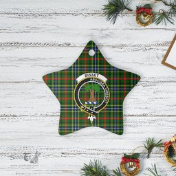 Scotstee Shop - Scotstee Shop Ornament The Bisset Clan Tartan Crest Star Ceramic Ornament Christmas Gift