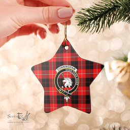 Scotstee Shop - Scotstee Shop Ornament The Cunningham Modern Clan Tartan Crest Star Ceramic Ornament Christmas Gift