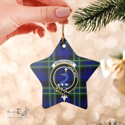 Scotstee Shop - Scotstee Shop Ornament The Arbuthnot Modern Clan Tartan Crest Star Ceramic Ornament Christmas Gift