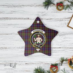 Scotstee Shop - Scotstee Shop Ornament The Aikenhead Clan Tartan Crest Star Ceramic Ornament Christmas Gift