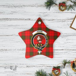Scotstee Shop - Scotstee Shop Ornament The Adair Clan Tartan Crest Star Ceramic Ornament Christmas Gift