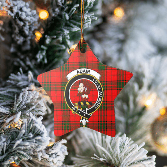 Scotstee Shop - Scotstee Shop Ornament The Adair Clan Tartan Crest Star Ceramic Ornament Christmas Gift