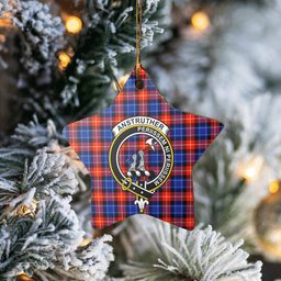 Scotstee Shop - Scotstee Shop Ornament The Anstruther Clan Tartan Crest Star Ceramic Ornament Christmas Gift