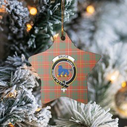 Scotstee Shop - Scotstee Shop Ornament The Bruce Ancient Clan Tartan Crest Star Ceramic Ornament Christmas Gift